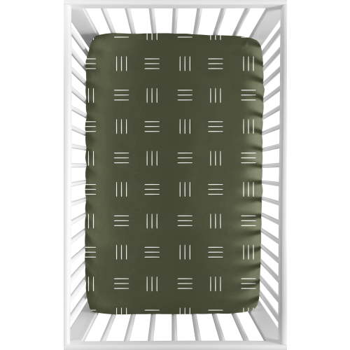 Sweet Jojo Designs Jungle Green and White Mini Fitted Crib Sheet