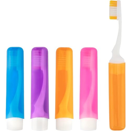 Travel Toothbrush, 3PCS Travel Toothbrush Set, Mini Toothbrush Soft Portable Toothbrushes Travels with Tooth Brush Cover Small Folding Toothbrushes Individually Wrapped for Camping Home