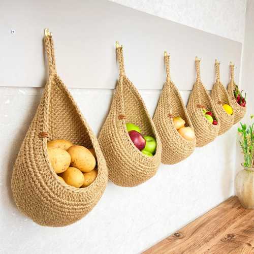 Jute Basket, Wall Hanging Basket, Storage Basket, Pantry Organizer, Mudroom Organizer