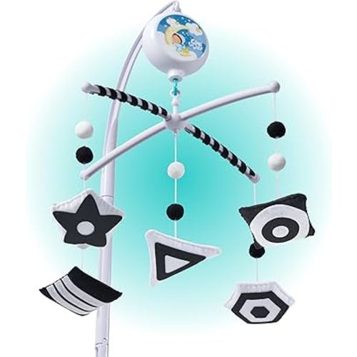 Montessori Mobile Baby for Crib (TINITIGIES) - Black and White Mobile Give Visual Stimulation to Engage Your Newborn - Baby Crib Mobile for Boys & Girls - Baby Mobile for Crib