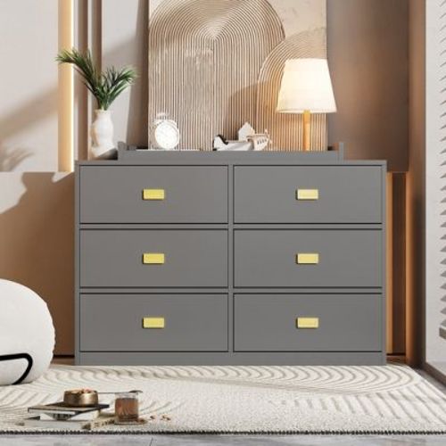 FUFU&GAGA 6 Drawer Dresser Modern Baby Changing Table Dresser