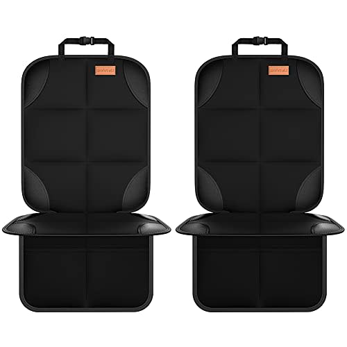 SMART ELF Car Seat Protector, 2Pack Seat Protector Protect Child Seats with Thickest Padding and Non-Slip Backing Mesh Pockets for Baby and Pet,Sedan SUV Truck (Black)