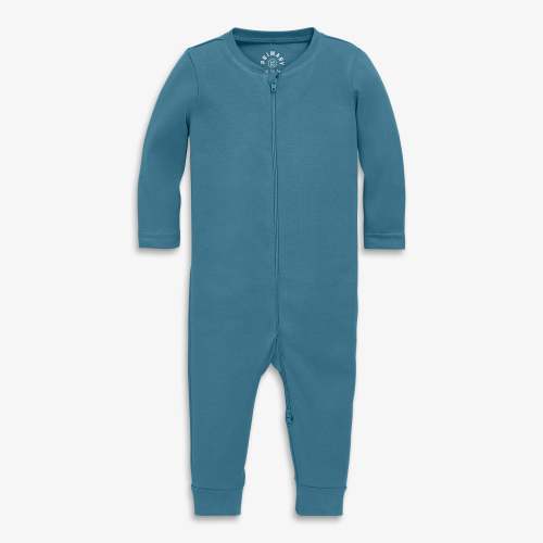 Baby organic zip romper - Slate Blue, 6-9M