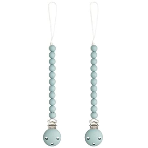 Comfy Cubs Pacifier Clips 2 Pack - 100% Food Grade Silicone Baby Pacifier Clips, BPA & PVC Free - CPSIA Certified, Lightweight and Flexible Baby Gifts - Sage