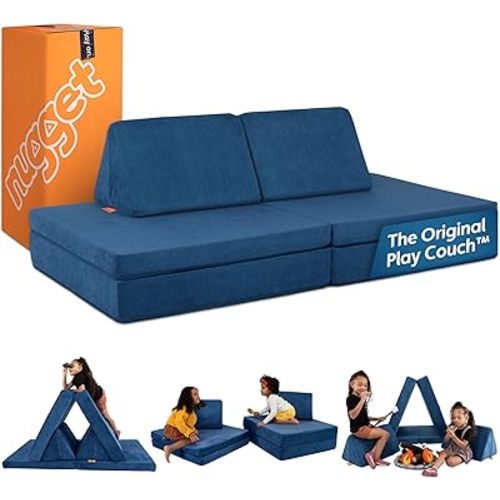 Nugget - The Original Play Couch for Kids - Modular Foam Children's Sofa for Playroom, Imagination, & Creative Open Ended Play - Washable & Convertible Playroom Furniture, Blueridge