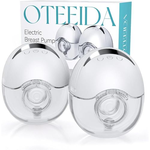 Hands Free Breast Pump Wearable MY-375 - Strong Suction, Low Noise, Wearable Breastfeeding Pump with 4 Mode &12 Levels, Portable Electric Breast Pump 24mm - 19/21/Insert/Flange, 2 Pack (White)
