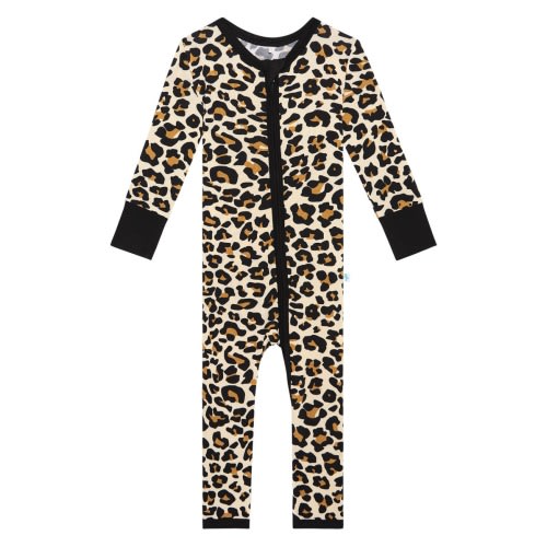 Baby Lana Leopard Fitted Convertible Footie Pajamas, 3-6M