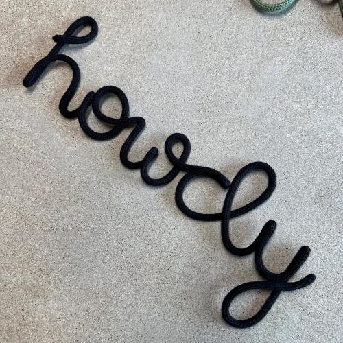 Howdy Knitted Wire Sign-Nursery, Child's room, Play room Decor-Kid's Room Decor-Wall Hanging