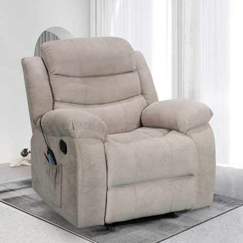 Soft Velvet Fabric Recliner Chair with Massage and Heat Functions