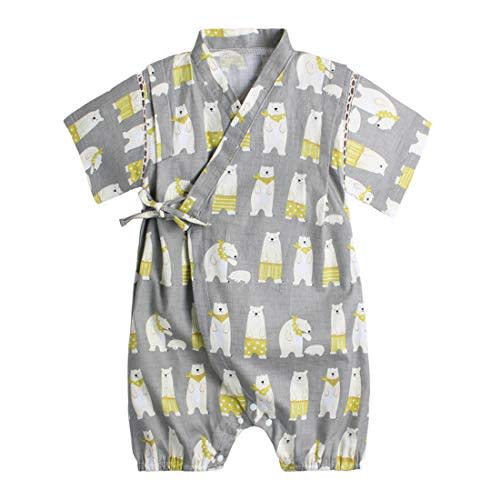 PAUBOLI Baby Japanese Kimono Robe Cotton Infant Comfy Loose Pajamas