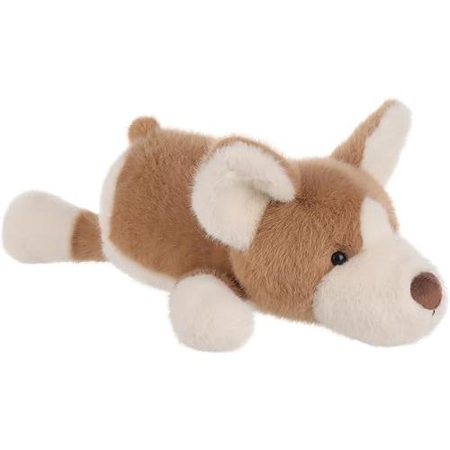 Apricot Lamb Lying Corgi Dog Plush Stuffed Animals for Kids, Soft Cute Plush Toys for Baby Girl and Boy, Fluffy Lying Corgi Dog Brown 13 Inches