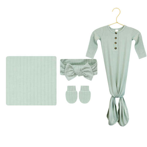 James Ribbed Newborn Headband Bundle (Gown)