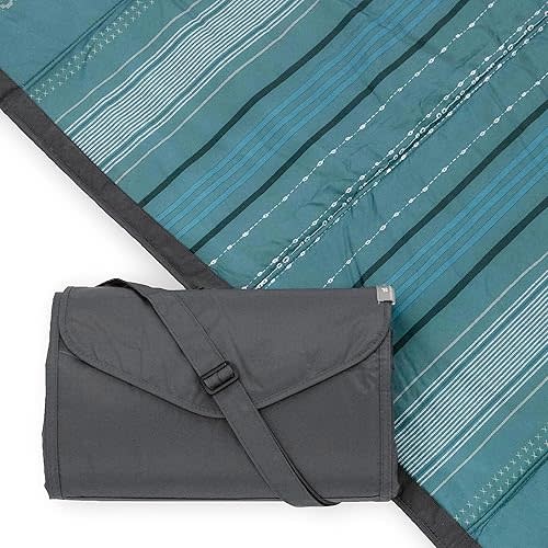 Little Unicorn Outdoor Family Picnic & Beach Blanket, Water-Resistant, Compact Fold, 5 x 5 feet, (Shoreline Stripe)