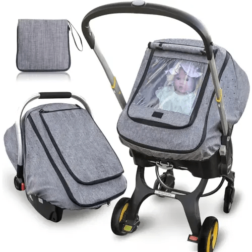 Car Seat Rain Cover,Universal Baby Stroller Accessory for Infant Car Seat Stroller,Waterproof, Windproof Protection,Protect from Dust Snow(Grey)