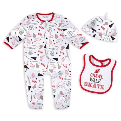 Newborn & Infant New Jersey Devils WEAR by Erin Andrews Sleep and Play Sleeper Set with Bib