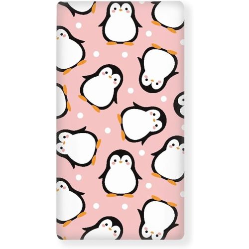 Pink Penguin Cartoon Baby Crib Sheets for Boys Girls Fitted Crib Sheets Kid Crib Fitted Sheets Crib Cover Single Pack 28"x52"