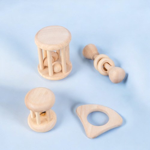 Wooden Baby Rattle Toys Set, Montessori Toys, Natural Wood, Toddler Gifts, Baby Girl Gifts, Early Childhood Learning