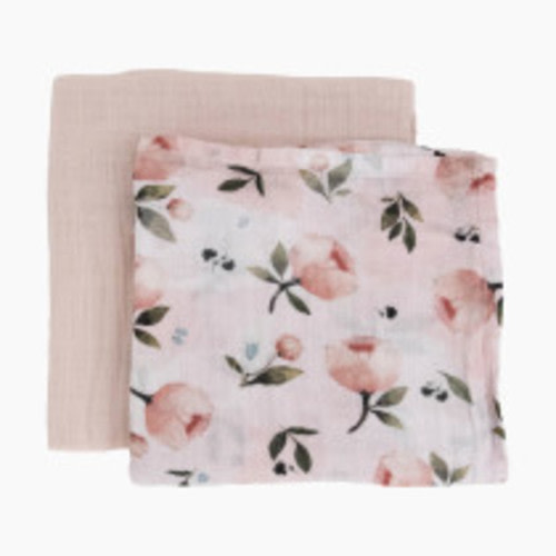 Little Unicorn Organic Cotton Muslin Swaddle Blanket 2 Pack - Watercolor Floret, Large