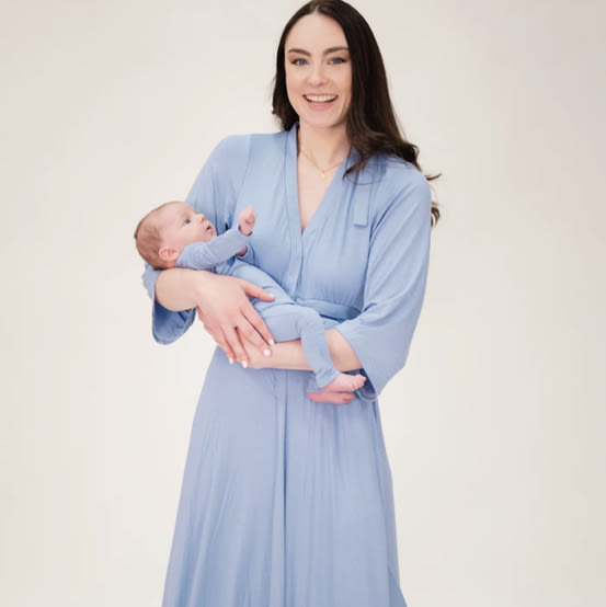 Lila Labor & Postpartum Gown in Periwinkle Blue