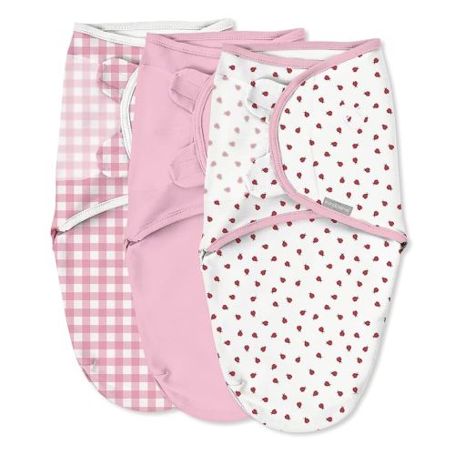 SwaddleMe by Ingenuity Original Swaddle, 100% Cotton, Improves Sleep & Calms Startle Reflex, 0-3 Months, 1.0 TOG, 3-Pack, Baby Swaddle Blanket - Lady Bug Picnic