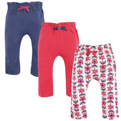 Touched by Nature Baby and Toddler Girl Organic Cotton Pants 3pk, Flower, 3-6 Months
