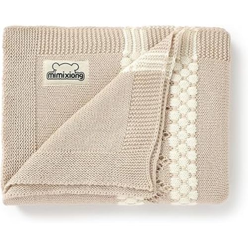 mimixiong 100% Coton Baby Blanket Knitted Receiving Baby Blankets for Newborns Boy Girl 40x30 Inch