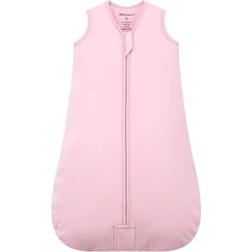Mosebears Sleep Sack Baby Winter Wearable Blanket with 2-Way Zipper,2.5 TOG Cotton Sleep Sack Unisex (Blush, 6-12 Months)