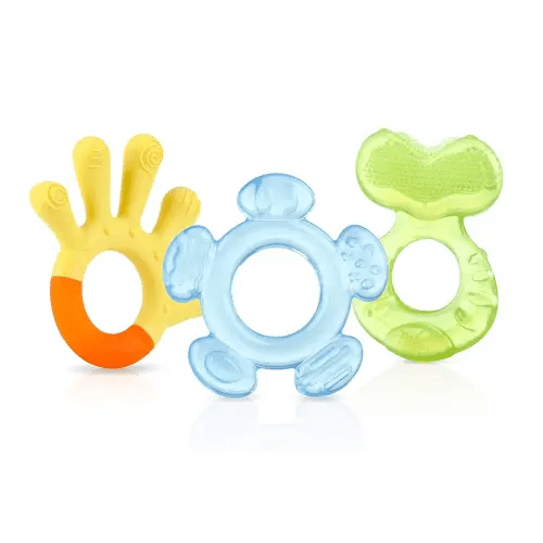 Nuby Three Step Teether Set | 3 Pack | 3m+ | Soft and Hard Teething Surfaces
