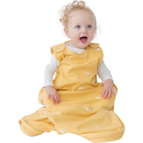 Woolino 4 Season Baby Sleep Sack - Ultimate Merino Wool and Organic Cotton Baby Sleeping Bag - Two-Way Zipper Adjustable Universal Size Sleep Sack for Baby (2-24 Months) - Sun