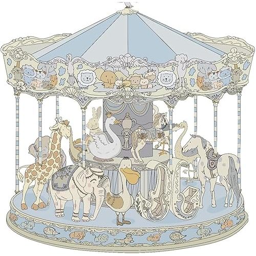 New Carousel Swaddles Soft Baby Muslin Swaddle Blanket (Carousel Blue)