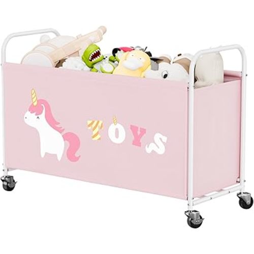 GRANNY SAYS Toy Box for Boys Girls, Extra Large Toy Chest Storage with Wheels, Metal Kids Toy Storage Organizer for Living Room Storage, 135L Toy Bins for Kids Organizer Stuffed Animals, Pink