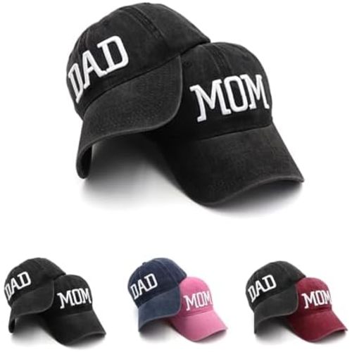 Mom and Dad Hats Fathers Day Mothers Day New Mom Dad Gifts Embroidered Adjustable Baseball Cap Gift for Couples Parents