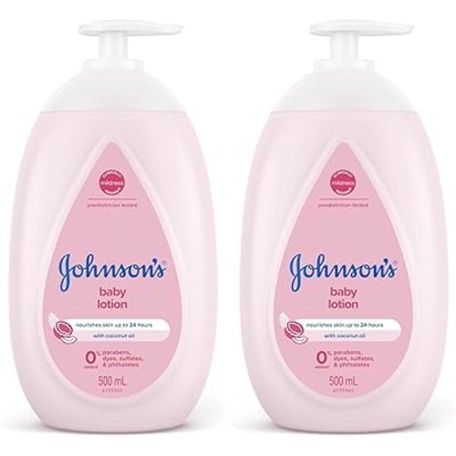 Johnson's Baby Gentle Fresh Scented Mild Moisturising Baby Lotion 500mL|With Coconut Oil Extract|Keeps Delicate Skin soft,Smooth & Moisturises for up to 24hrs (Pack of 2)