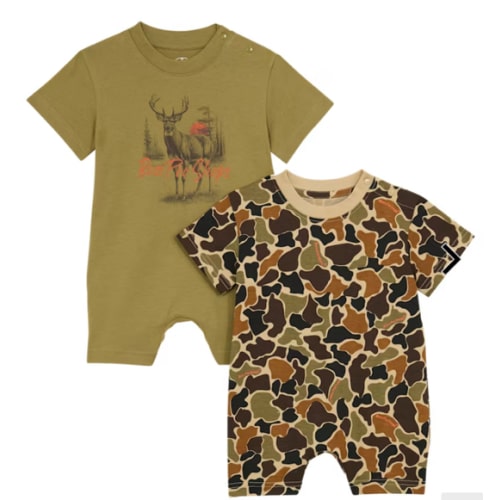 Bass Pro Shops Deer Print and Camo Short-Sleeve Romper 2-Piece Set for Babies | Cabela's