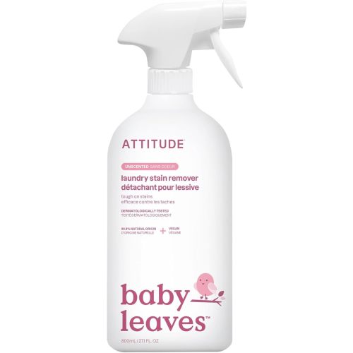 ATTITUDE Baby Laundry Stain Remover, Plant and Mineral-Based Ingredients, Vegan and Cruelty-free Household Products, Unscented, 27.1 Fl Oz