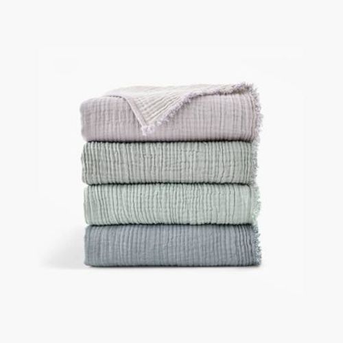 50"x60" Two Toned Organic Throw Blanket Beige - Truly Soft: Non-woven, All Ages, Machine Washable