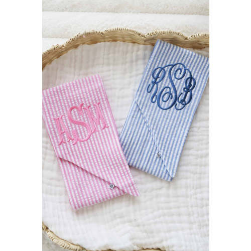 Personalized Newborn Bow Sash | Seersucker