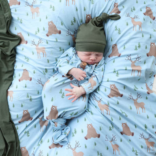 Forest Friends Newborn Baby Knot Gown & Hat Set