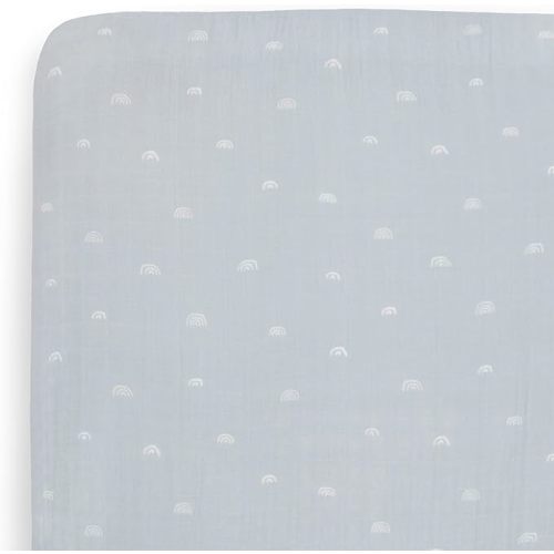 Little Unicorn Premium Crib Sheet | Breathable & Super-Soft Muslin Fabric (Blue Rainbow)