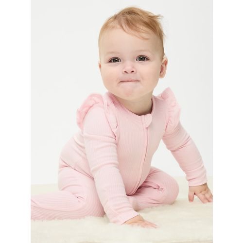 Ribbed 2-Way-Zip Sleep & Play Footed One-Piece for Baby