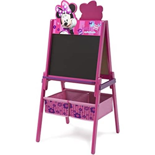 Delta Children Wooden Double-Sided Kids Easel with Storage -Ideal for Arts & Crafts, Homeschooling and More, Disney Minnie Mouse - Greenguard Gold Certified, Drawing