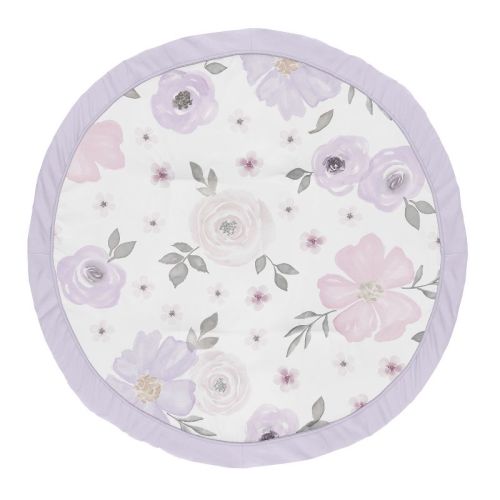 Sweet Jojo Designs Girl Baby Tummy Time Playmat Watercolor Floral Purple Pink And Grey