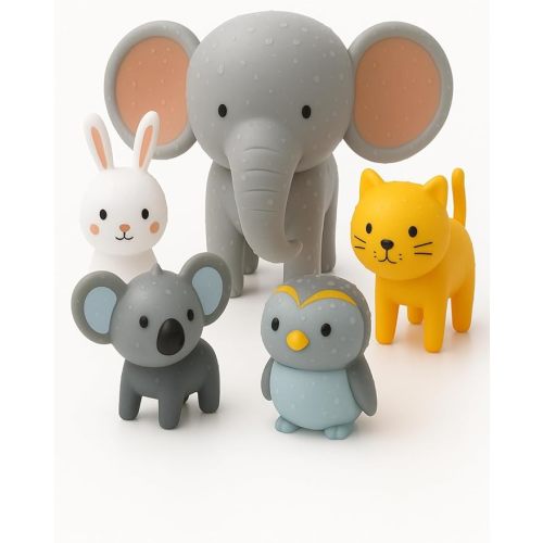 SplashEZ Bath Toys for Toddlers, Mold Free Bath Toys for Kids & Toddlers, No Hole for Bathtub, Pool, Shower Boys & Girls, 5 Animals