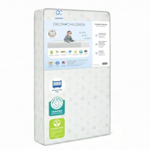 Delta Children Twinkle Galaxy 3" Mini/Portable Standard Crib Hybrid Mattress with Greenguard Gold