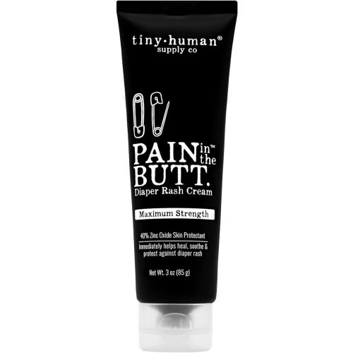 Pain in The Butt MAX Diaper Rash Cream, 3oz, 40% Zinc Oxide, 1-Pack, Natural Ingredients, Petrolatum Free, Soothing, Rapid Relief and Protection for Baby