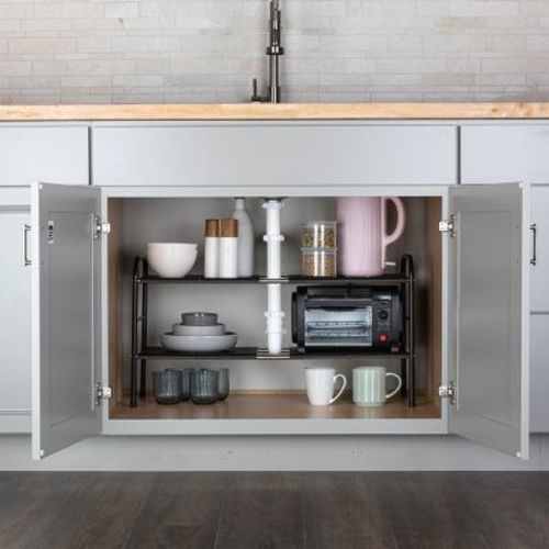 Home-complete 2 Tier Under Sink Organizer, White