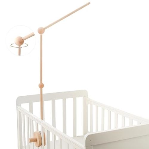 Crib Mobile Holder, HBM Wooden Mobile Arm & Hanger for Crib, Nursery Decor for Baby Girl Boy