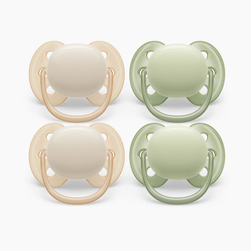 Philips Avent Ultra Soft Pacifier, 0-6 Months (4 Pack) - Sand/Pastel Warm Green, 4