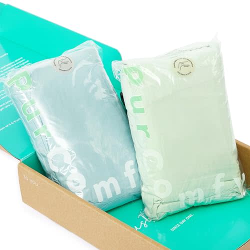 PurComfy Supersoft Pack and Play Sheets Fitted, Premium Bamboo Viscose Mini Crib Sheets, Pack N Play Mattress Sheets, Graco Playard Baby Sheets Neutral for Boys Girls, 5'' Deep Pocket 2-Pack