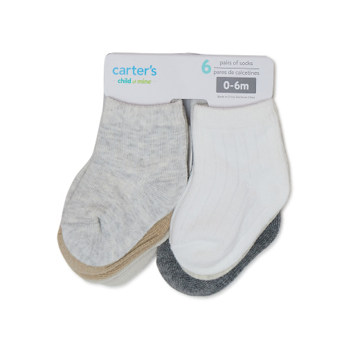 Carter's Child of Mine, Infant Baby Boy Ribbed Crew Socks, 6 Pack, Size 0-12 Months